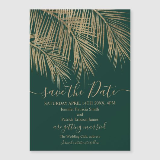Tropengrün aus Palmenblättern Save the Date Magnetkarte (Vorderseite)