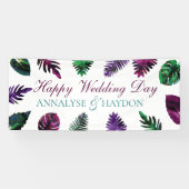 Tropengrün, Lila, Berry-Pink-Blätter Banner (Horizontal)