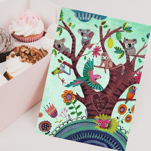 Tropengrün mit Tieren koala Geburtstag Karte