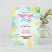 Tropengrün und Gelb Sommer-Party Einladung (Stehend Vorderseite)