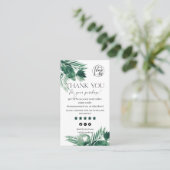 Tropengrüne Blätter - Danke Visitenkarte (Stehend Vorderseite)