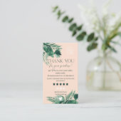 Tropengrüne Blätter - Danke Visitenkarte (Stehend Vorderseite)