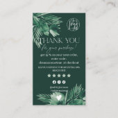 Tropengrüne Blätter - Danke Visitenkarte (Vorderseite)