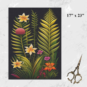 Tropengrüne Blumenkunst Grosses Seidenpapier