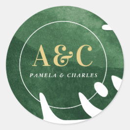 Tropengrünes Blatt Runder Aufkleber