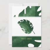 Tropengrünes BlattSpeichern Sie das Datum Einladung (Rückseite)