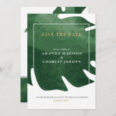 Tropengrünes BlattSpeichern Sie das Datum Einladung (Vorne/Hinten)