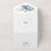 Tropeninsel Blauer Orangen-Muschel All In One Einladung (Außenbereich)