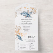 Tropeninsel Blauer Orangen-Muschel All In One Einladung (Innen Boden)