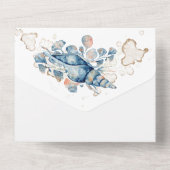 Tropeninsel Blauer Orangen-Muschel All In One Einladung (Rückseite)