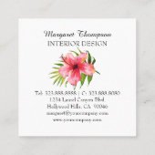 Tropeninsel Hibiskus Palm Wasserfarbe Quadratische Visitenkarte (Rückseite)