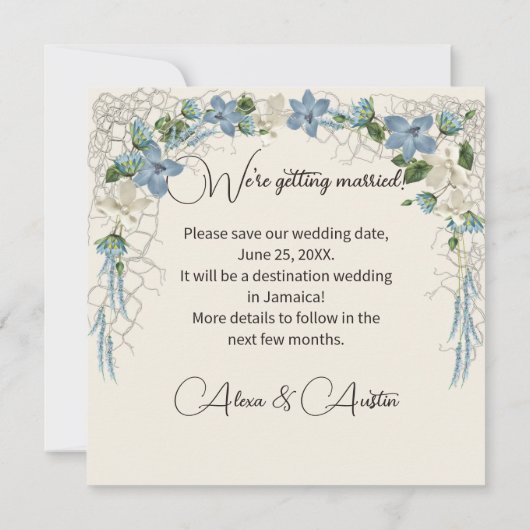 Tropeninsel Rette unser Datum Einladung (Rückseite)