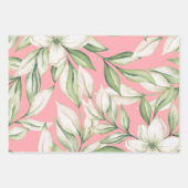 Tropeninsel - Rosa, Blüte, grüne Blüte 3 Packung Geschenkpapier Set (Vorderseite)