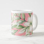 Tropeninsel Rosa, Rose, grüne Blüte Jumbo-Tasse (Vorderseite Rechts)