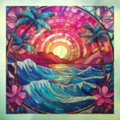 Tropeninsel Rosa Sonnenuntergang Gestaltete Glasku Fensteraufkleber (Blatt 3)