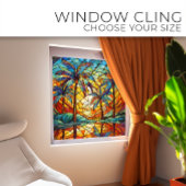 Tropeninsel Sonnenuntergang Gestaltetes Glas Fensteraufkleber