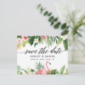 Tropenkalligraphie Save the Date Postkarte (Stehend Vorderseite)