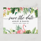 Tropenkalligraphie Save the Date Postkarte (Vorderseite)