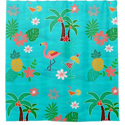 Tropenkollage Duschvorhang (Vorderseite)