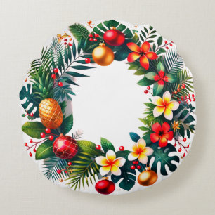 Tropenkranz von Weihnachten Rundes Kissen