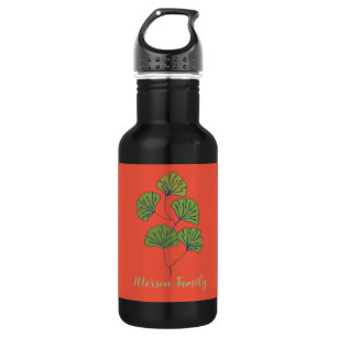Tropenleder mit personalisiertem Familiennamen Edelstahlflasche