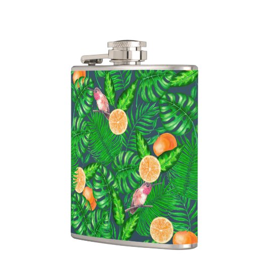 Tropenmuster, Kolibris Flachmann (Links)