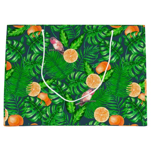 Tropenmuster, Kolibris Große Geschenktüte (Vorderseite)