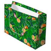 Tropenmuster, Kolibris Große Geschenktüte (Vorderseite Schrägansicht)