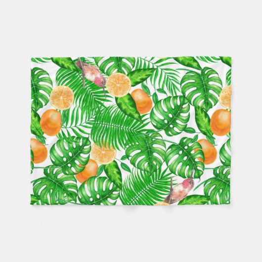 Tropenmuster, Kolibris II Fleecedecke (Vorderseite (Horizontal))