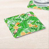 Tropenmuster, Kolibris II Rechteckiger Pappuntersetzer (angewinkelt)