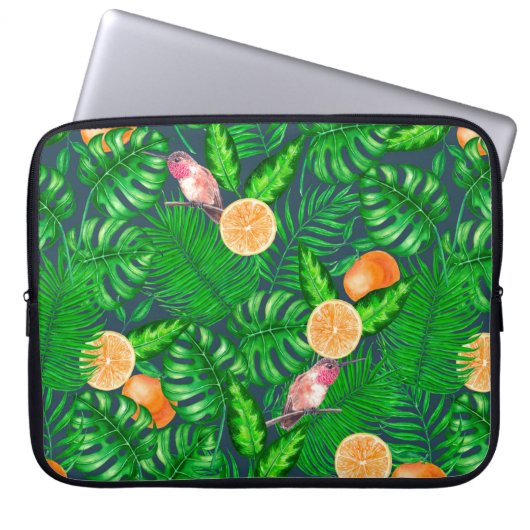 Tropenmuster, Kolibris Laptopschutzhülle (Vorderseite)