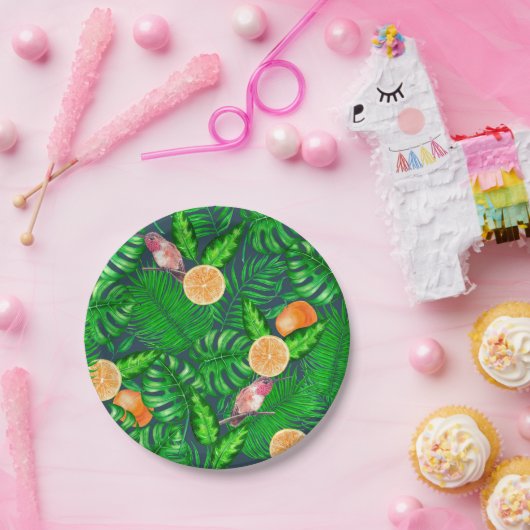 Tropenmuster, Kolibris Pappteller (Party)