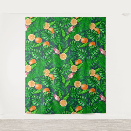 Tropenmuster, Kolibris Wandteppich (Vorderseite)