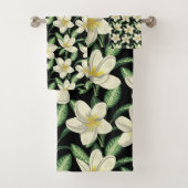 Tropennahtlose, weiße Blume, grünes Blatt Badhandtuch Set (Insitu)
