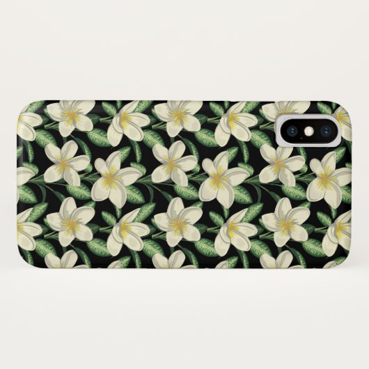 Tropennahtlose, weiße Blume, grünes Blatt Case-Mate iPhone Hülle (Rückseite (Horizontal))