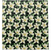 Tropennahtlose, weiße Blume, grünes Blatt Duschvorhang (Vorderseite)