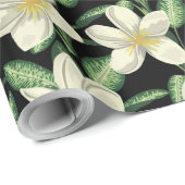 Tropennahtlose, weiße Blume, grünes Blatt Geschenkpapier (Rolleneckpunkt)