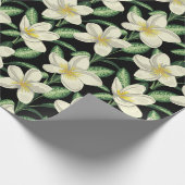 Tropennahtlose, weiße Blume, grünes Blatt Geschenkpapier (Ecke)