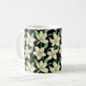 Tropennahtlose, weiße Blume, grünes Blatt Kaffeetasse (Vorderseite Links)