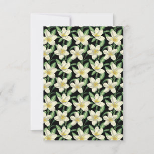 Tropennahtlose, weiße Blume, grünes Blatt Karte