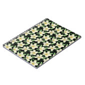 Tropennahtlose, weiße Blume, grünes Blatt Notizblock (Linke Seite)