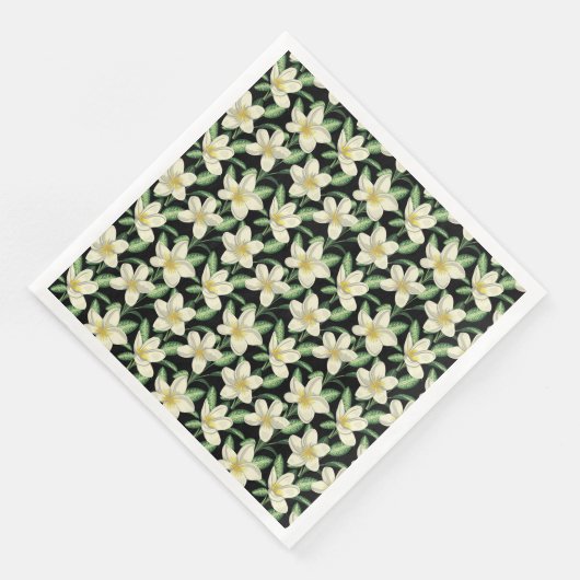 Tropennahtlose, weiße Blume, grünes Blatt Serviette (Ecke)