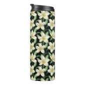 Tropennahtlose, weiße Blume, grünes Blatt Thermosbecher (Nach rechts gedreht)