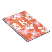 Tropenorange Hibiskus personalisiert Monogramm Notizblock (Rechte Seite)