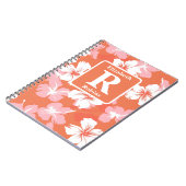 Tropenorange Hibiskus personalisiert Monogramm Notizblock (Linke Seite)