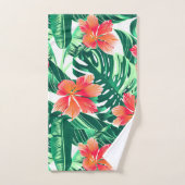 Tropenorangefarbener Hibiskus Badhandtuch Set (Handtuch)