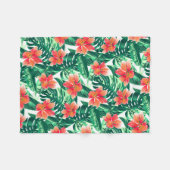 Tropenorangefarbener Hibiskus Fleecedecke (Vorderseite (Horizontal))