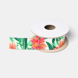Tropenorangefarbener Hibiskus Satinband