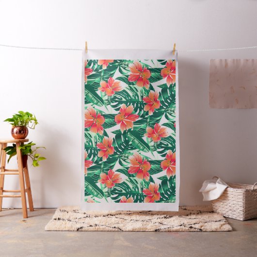 Tropenorangefarbener Hibiskus Stoff (Beispiel)