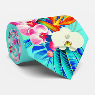 Tropenorchideenblatt Hawaiianisches Blumenblatt aq Krawatte
